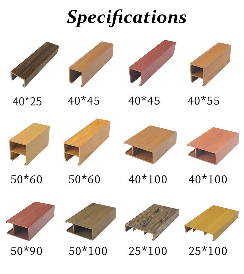 Co-Extrusion Wooden Square Indoor Partition WPC Partition Timber Wood Tube