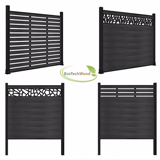 Vente chaude 1,8 m x 1,8 m WPC panneau d'escrime poteau en aluminium WPC composite intimité clôtures extérieures